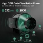 4 Inch Inline Duct Fan, 212 CFM Quiet EC Motor Ventilation Exhaust Fan for Grow Tent, Hydroponics and Indoor Gardening - Image 3